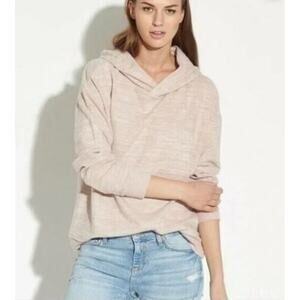 Magaschoni Women's Overlap Long Sleeve Cozy Hoodie in Nude Large MSRP $58